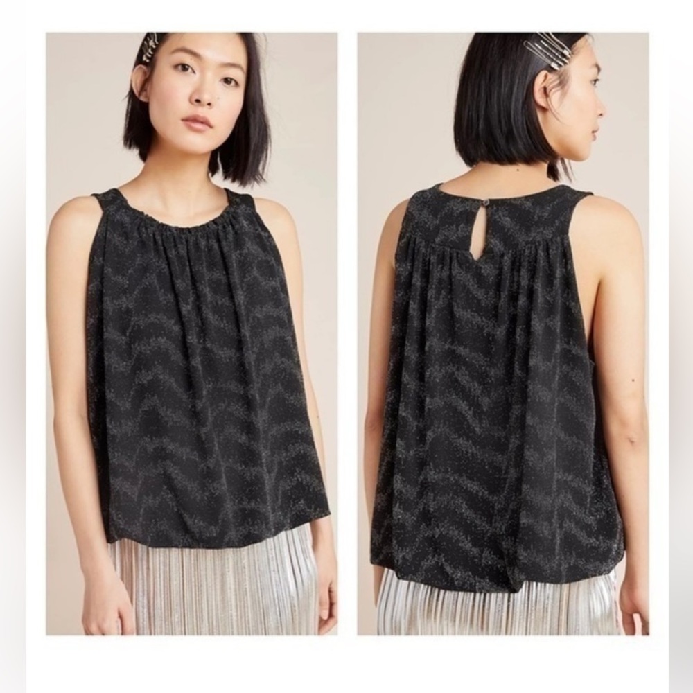 Anthropologie | Black‎ | Carly Shimmer Top | Size XS